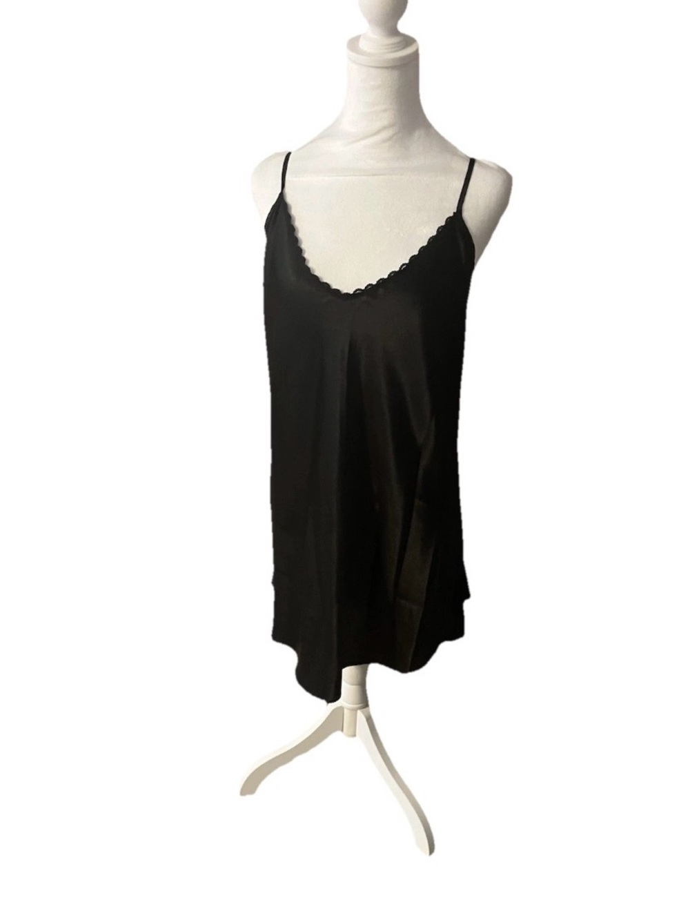 Vintage Body Soul 3x Black  Lace Trim Chemise 90s Y2K Slip Lingerie Nighty